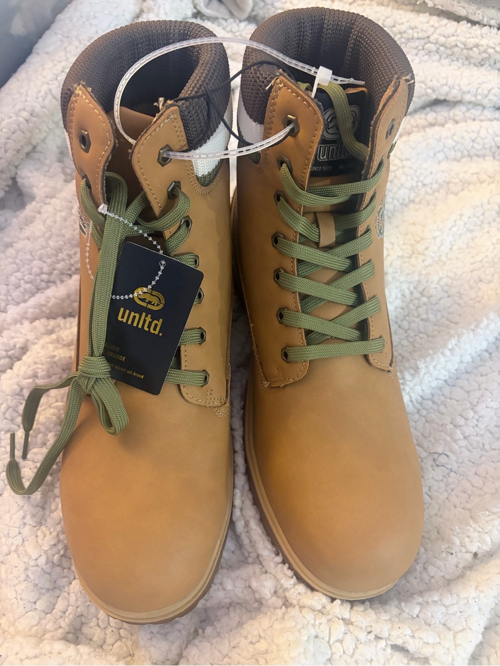 UNLTD. Men’s Tan Work Boot with Olive Laces
